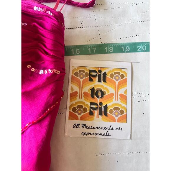 Vintage Sue Wong Pink Ruffle Beaded Silk Midi Dress Sz 8 90s Y2K Fairy Evening - Picture 9 of 10